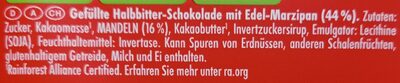Schokolade Ritter Sport Marzipan - Ingrediënten - de