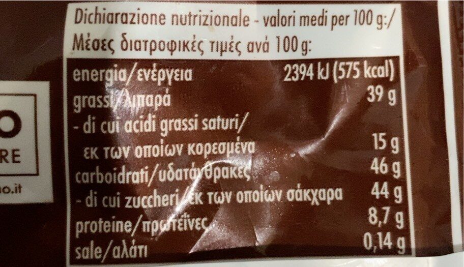 Cioccolato Nocciole intere - Nutrition facts - de