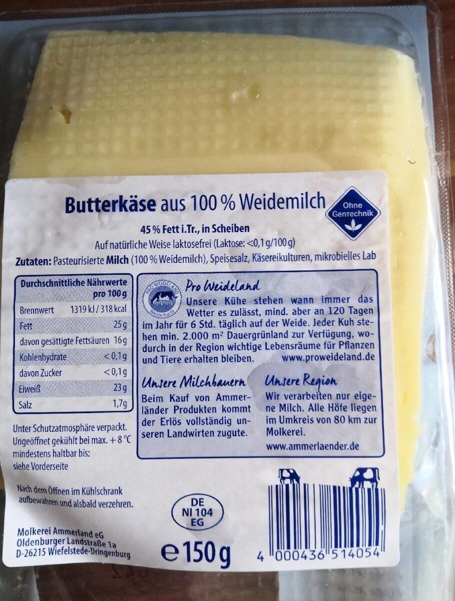 Butterkäse - Tableau nutritionnel - de