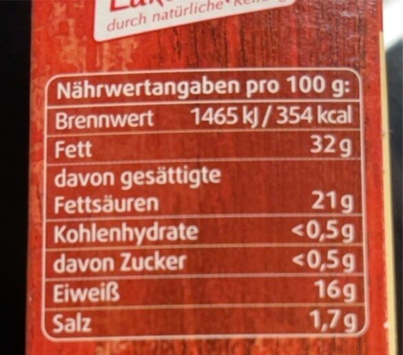Mein Ofenkäse - Fein würzig - Nutrition facts - de