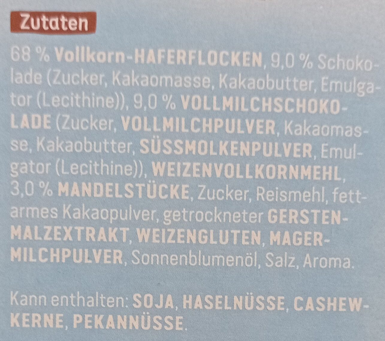 Schoko Müsli - Ingredientes - de