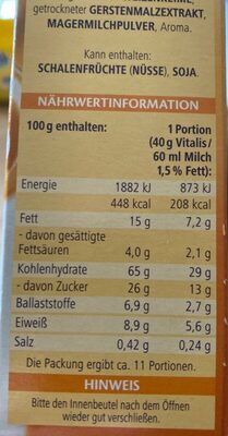 Vitalis Knusper Schoko+Keks - Nutrition facts - de