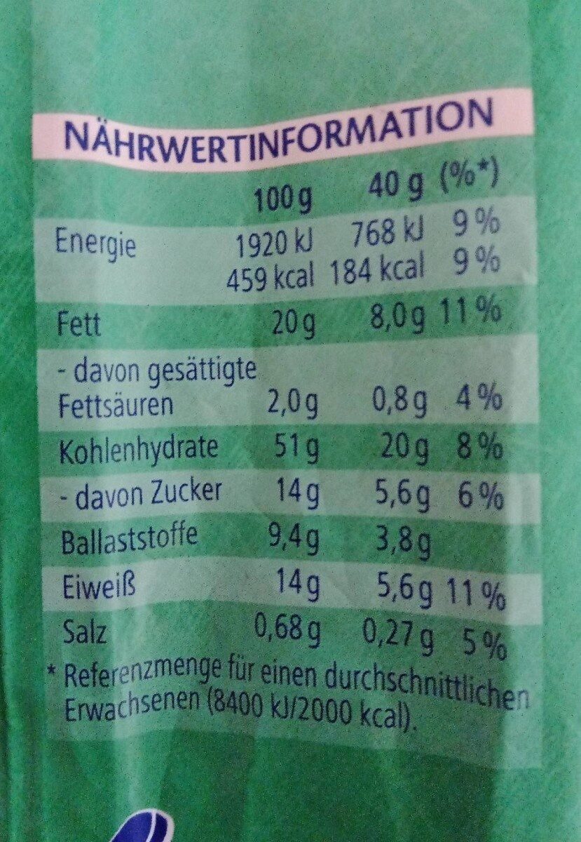 Kraftfutter Müsli-Snack - Nährwertangaben