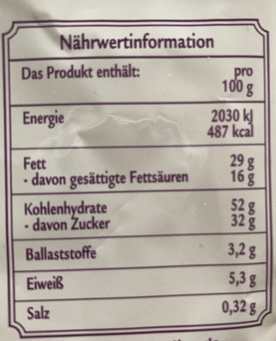 Sweet Table Kuchenkugeln - Nutrition facts - de