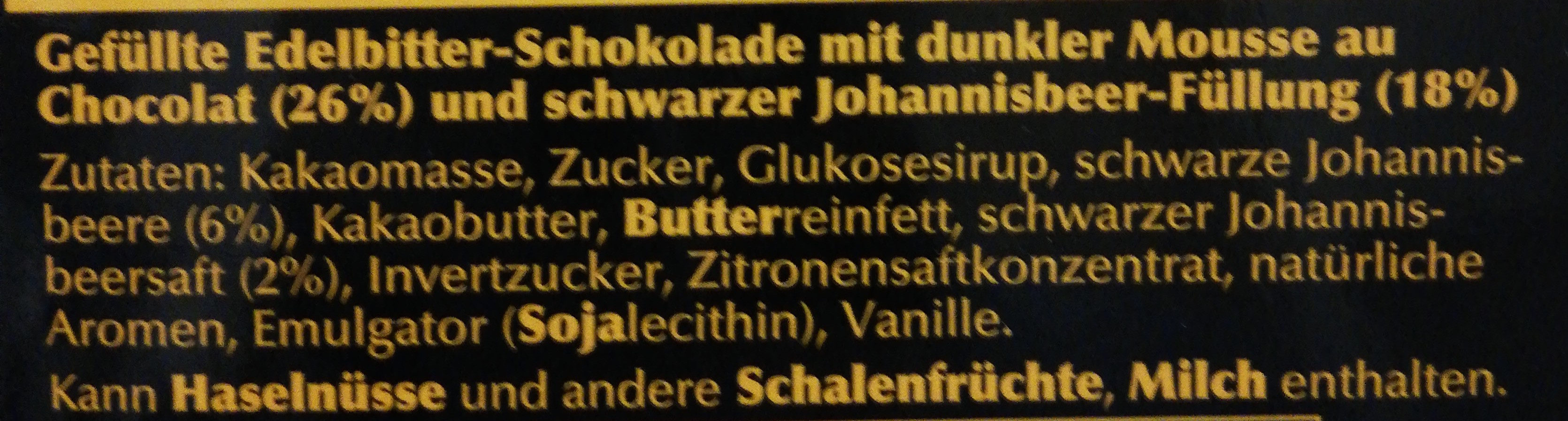 Edelbitter Mousse Schwarze Johannisbeere - Ingredienti - de