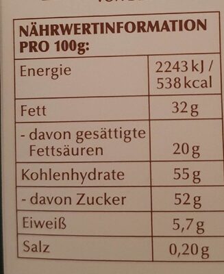 Schwarzwälder-Kirsch Lindt Creation - Tableau nutritionnel - de