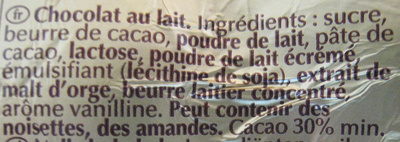 Lapin d’or chocolat au lait - Ingredienti - fr
