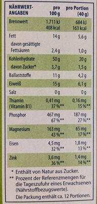 Kölln Zartes Bircher - Nutrition facts - de