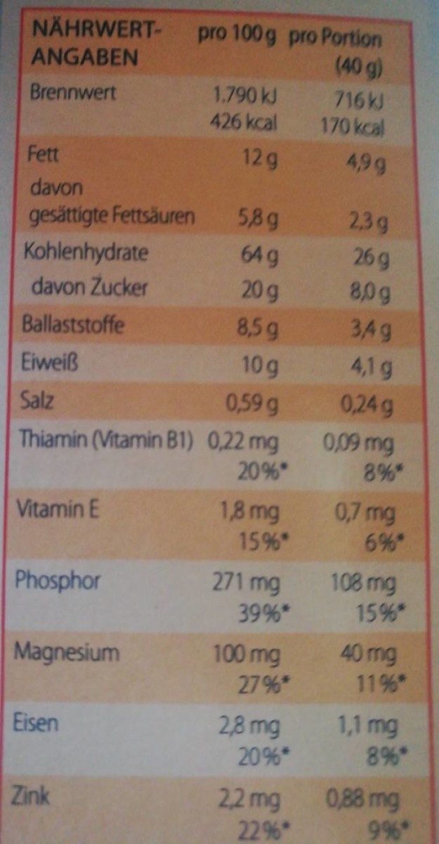 Kölln Müsli Knusper Kokos - Nutrition facts - fr