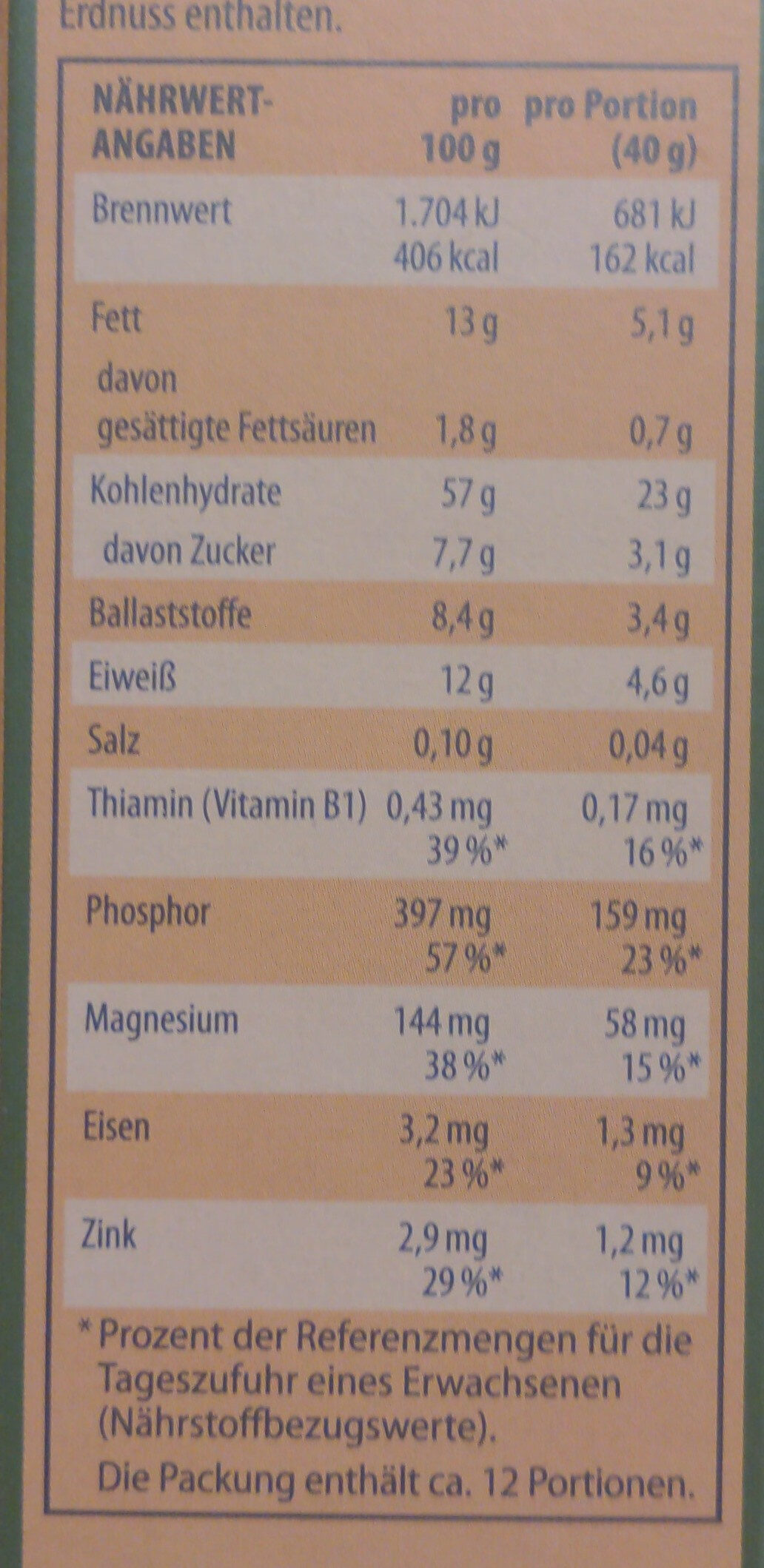 Kölln Müsli Nuss & Krokant - Nutrition facts