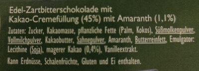 Schogetten originals Perfect Match: Zartbitter und Amaranth - Ingrediënten - de