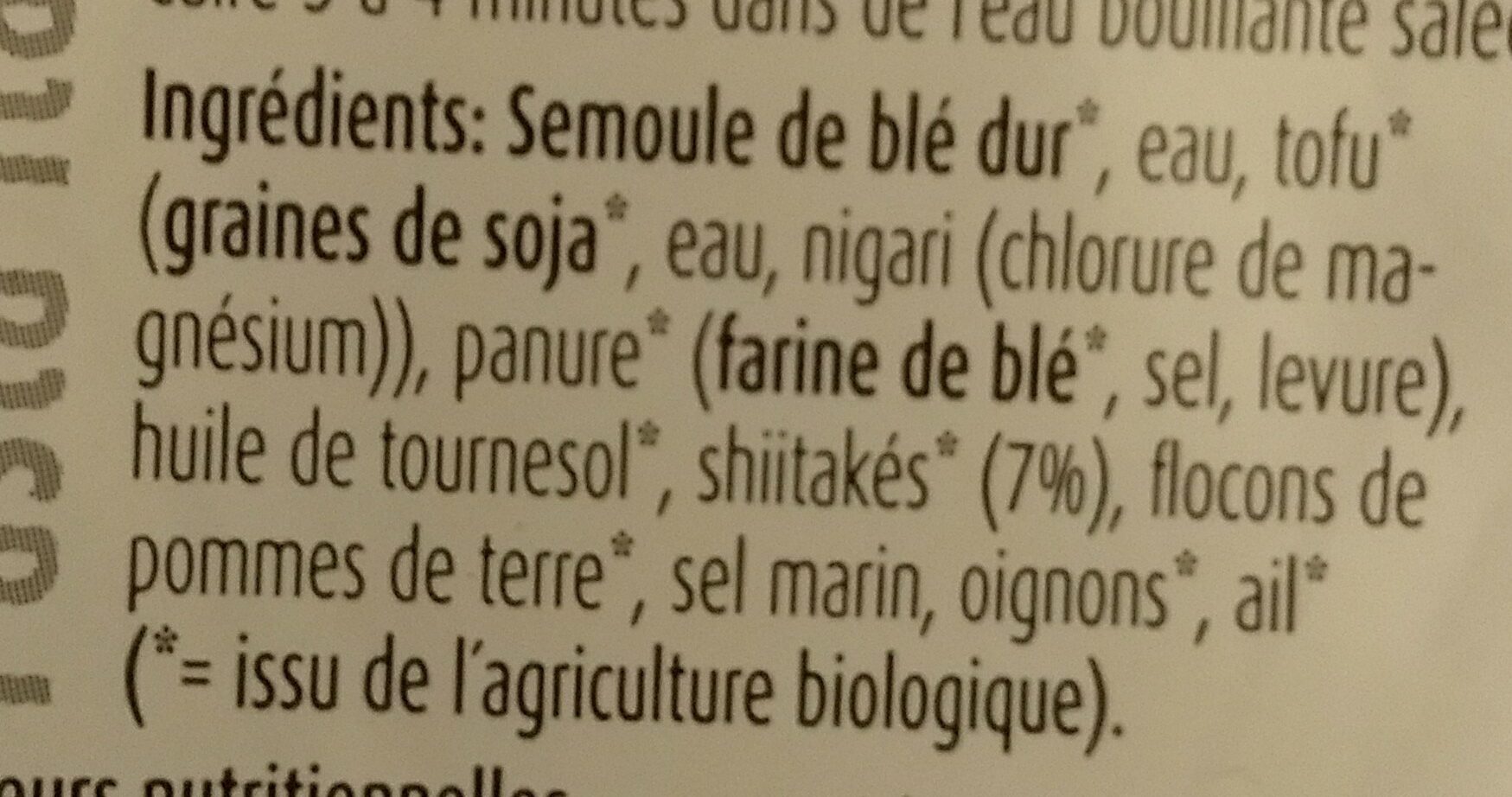 Ravioli Frais Aux Shiitakés - Ingrediënten - fr
