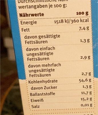 Haferkleie - Nutrition facts - de