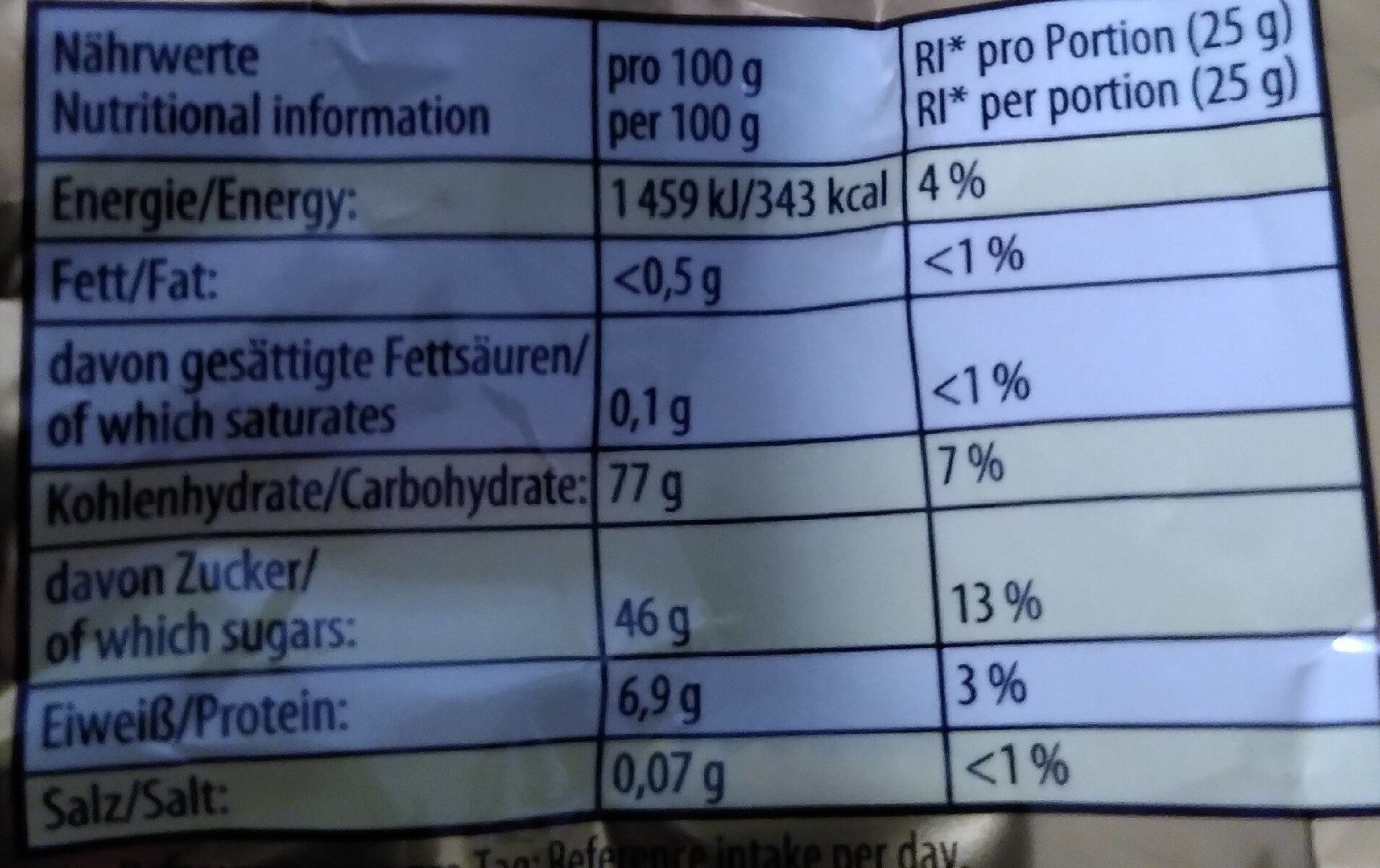 Haribo Goldbären - Nutrition facts - de
