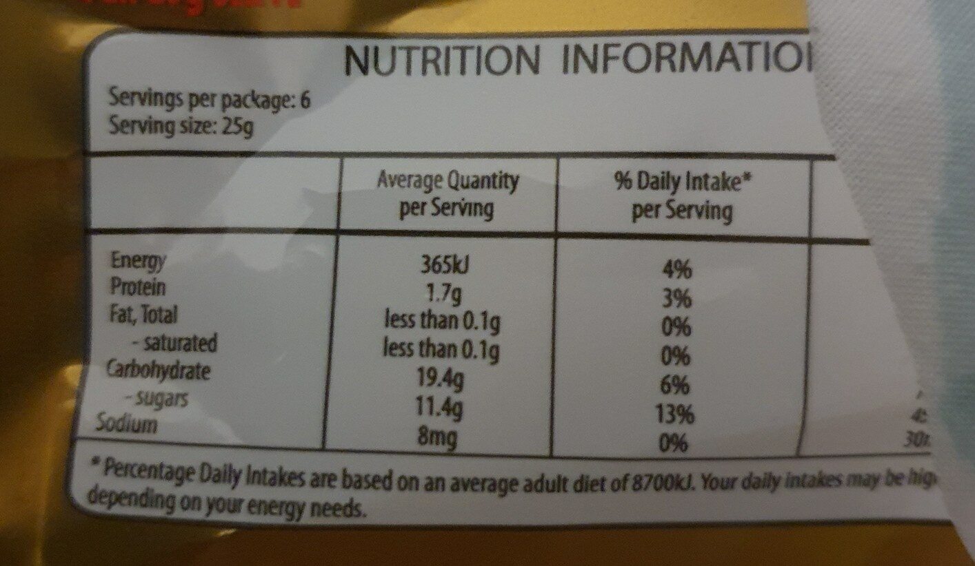 Goldbears - Nutrition facts