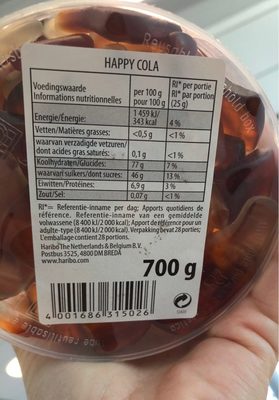 Happy Cola Original - Nutrition facts - fr