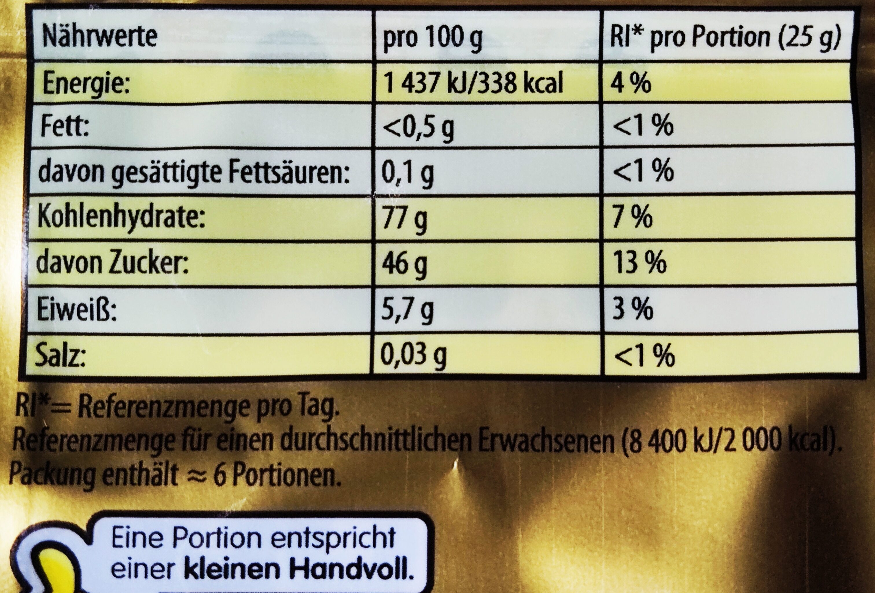 Gummibärchen - Nutrition facts - de
