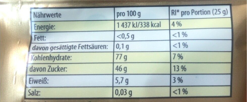 Gummibärchen - Tableau nutritionnel - de