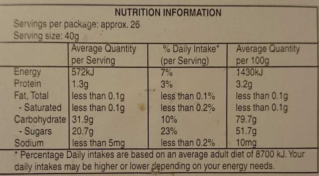 Haribo Turtles - Nutrition facts