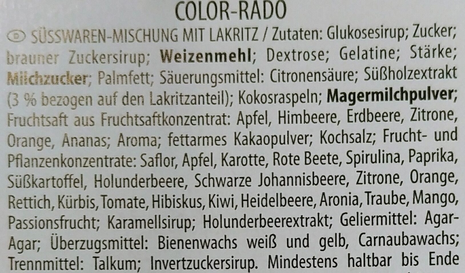 Color-Rado - Ingredients - de