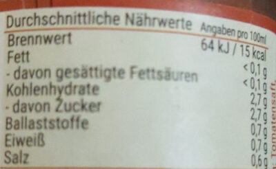 Beckers Bester Tomate - Nutrition facts - de