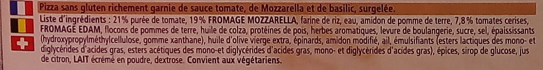 Gluten Free Mozzarella Pizza - Ingrédients