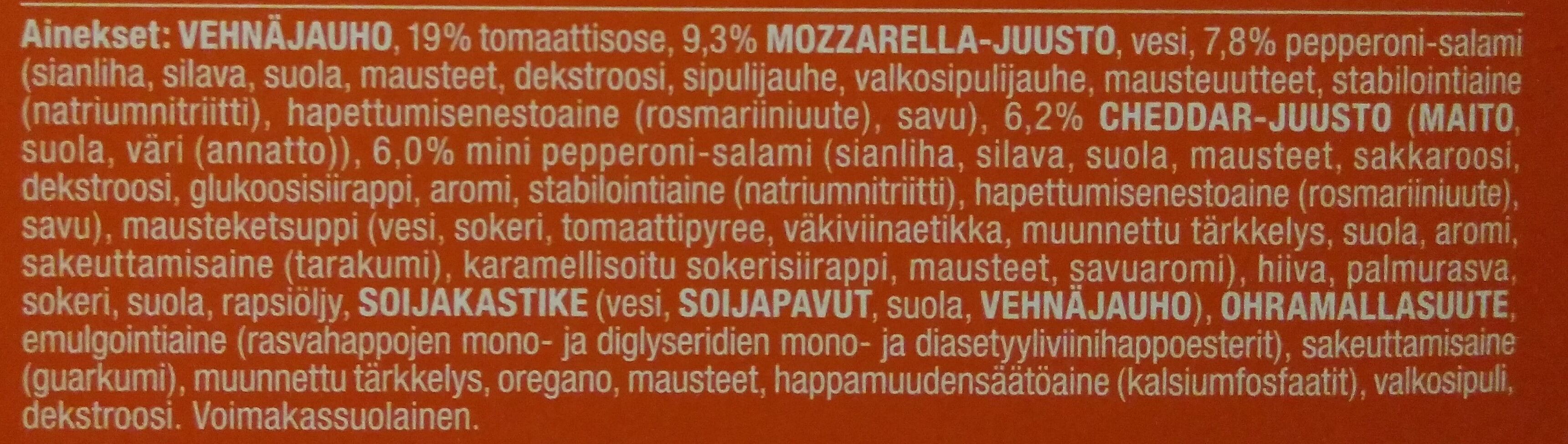 Rustica Double Pepperoni Cheddar & Mozzarella - Ainesosat