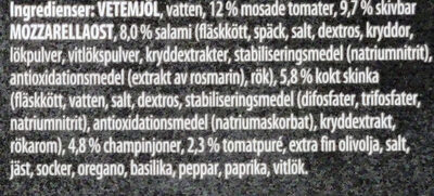 Pizza Tradizionale Speciale - Ingredients - sv