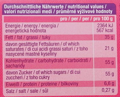 Alpia Weisse Schokolade - Valori nutrizionali - de