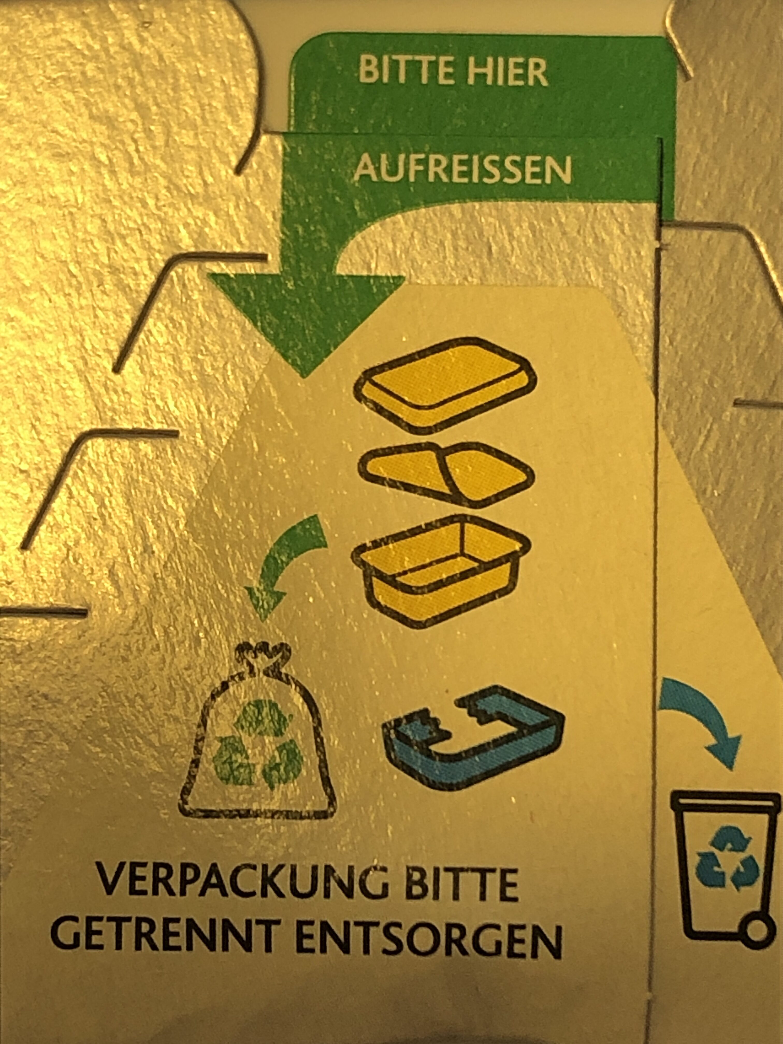 Butter & Rapsöl extra mit Meersalz - Pokyny k recyklaci a/nebo informace o balení - de