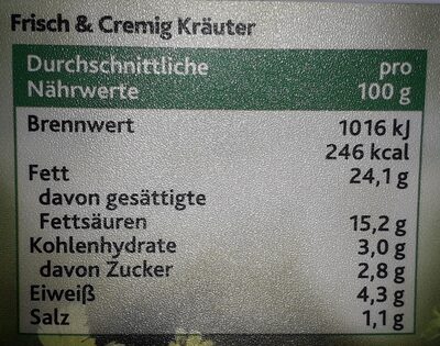 Frisch & Cremig - Kräuter - Nährwertangaben