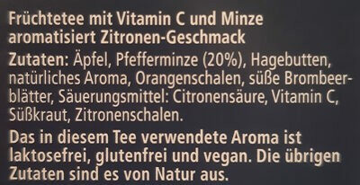 Cold Tea Zitrone-Minze mit Vitamin C - Zutaten