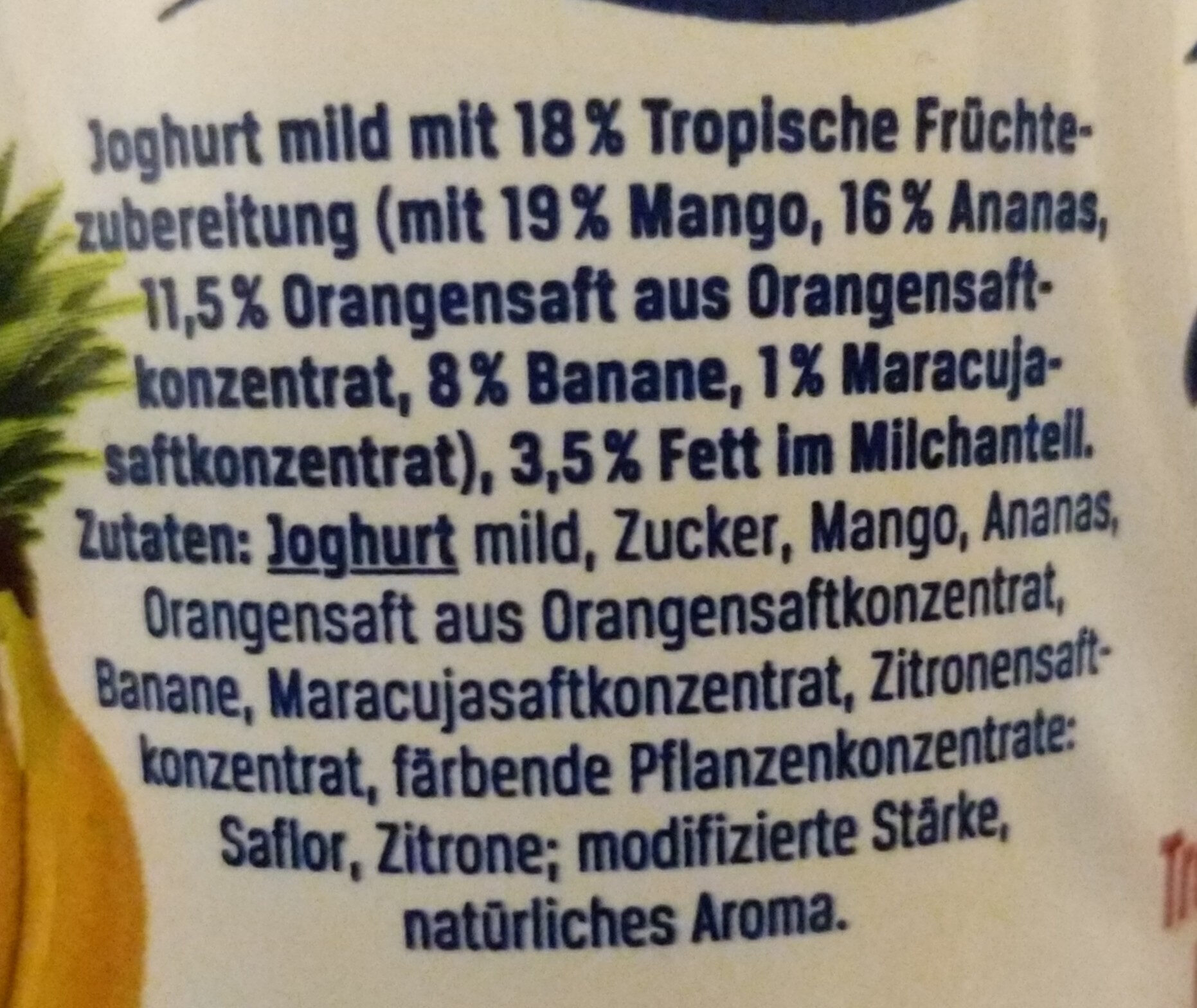 Jogurt Tropische Früchte - Zutaten