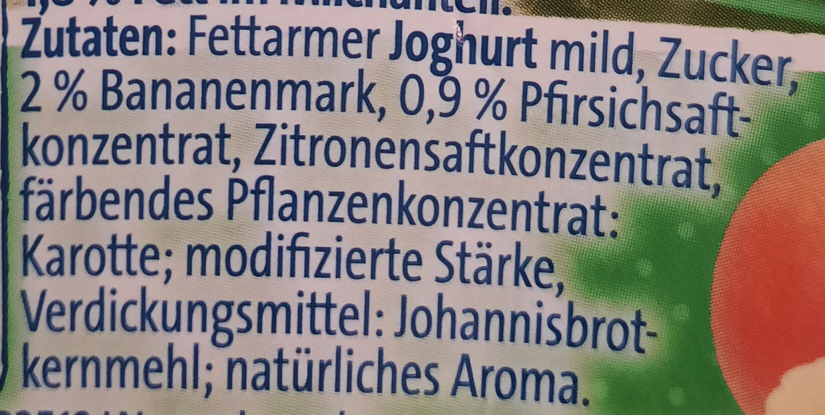 Biene Maja Joghurt mild Pfirsich Banane - Zutaten