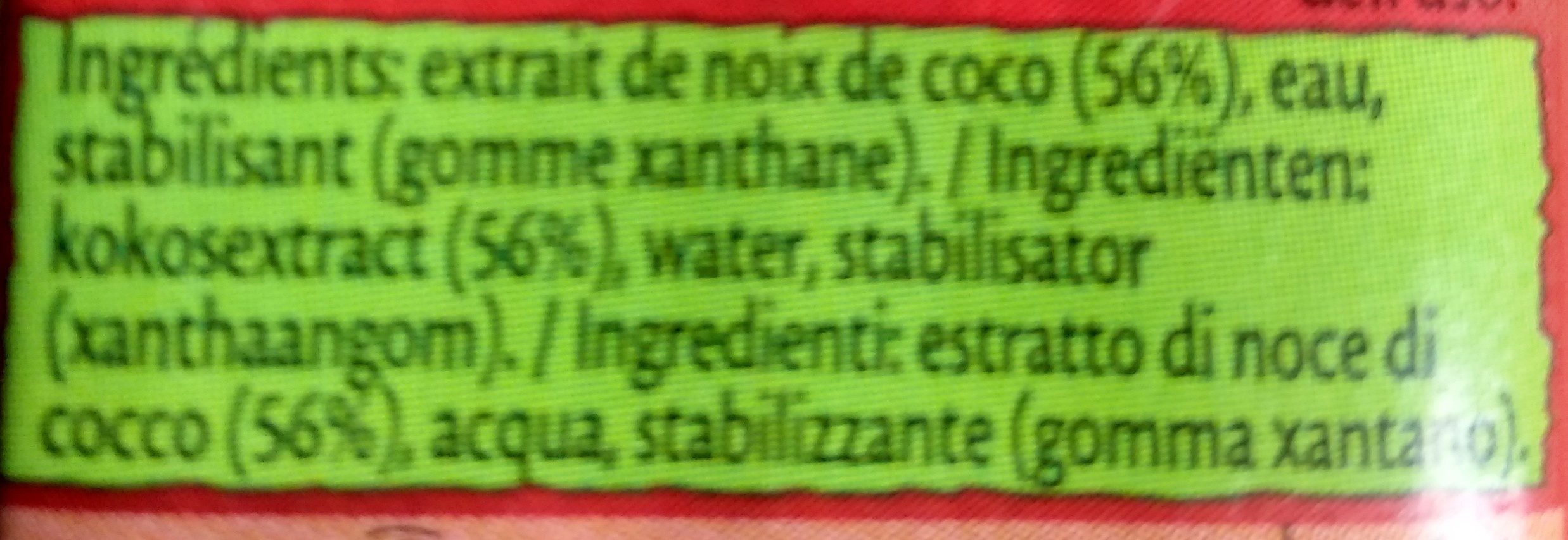 Lait de coco - Ingredienti - fr