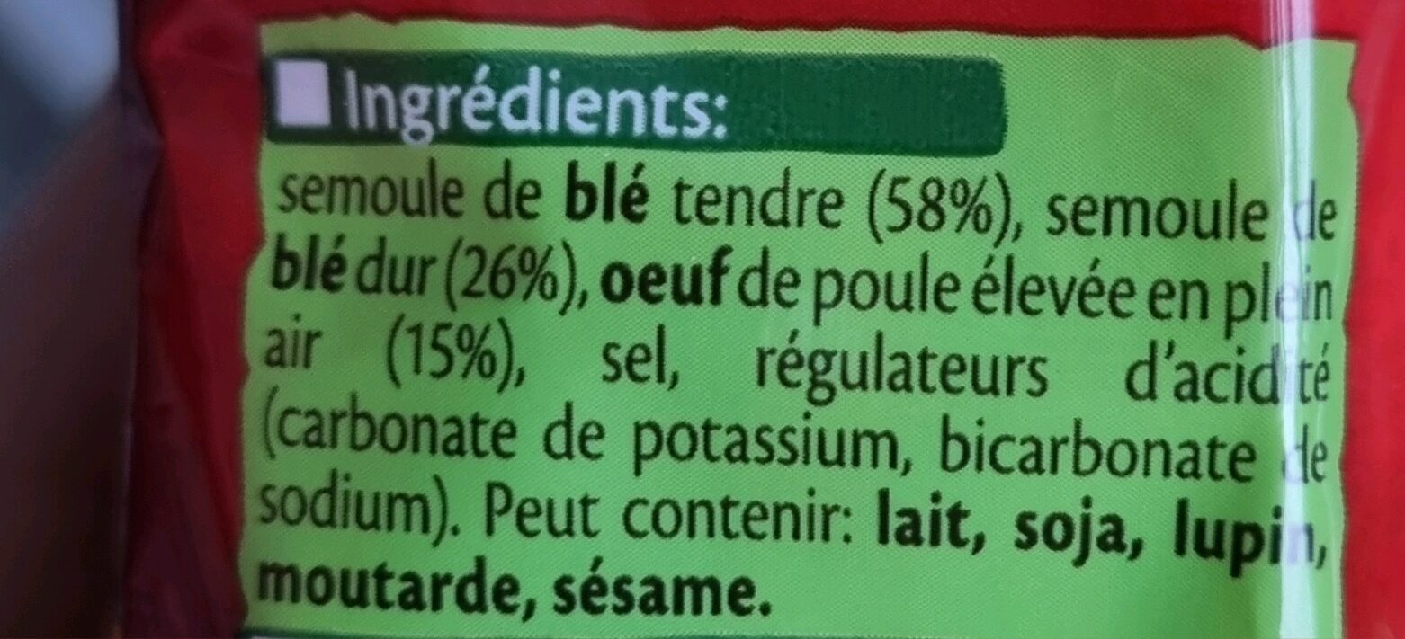 Nouilles aux oeufs - Ingredientes - fr