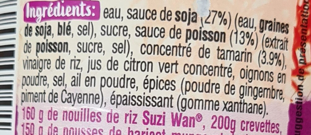 Sauce pad thai - Ingredientes - fr