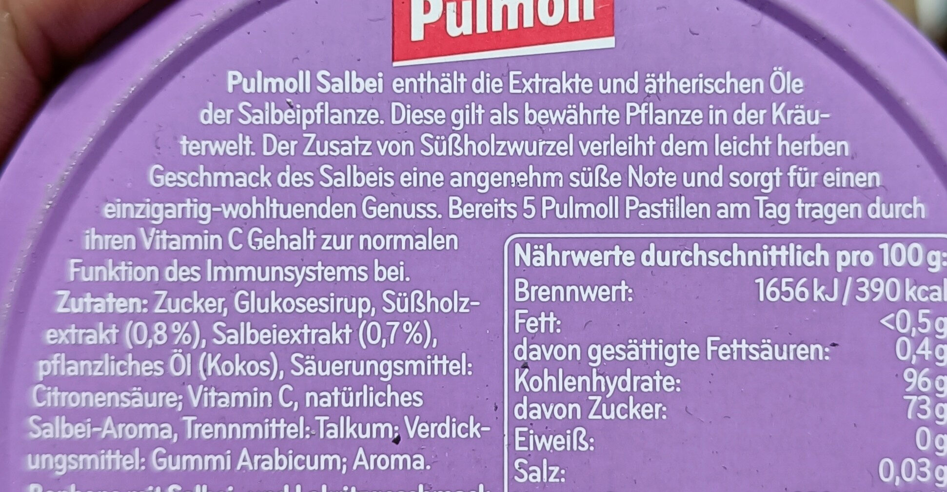 Pulmoll Salbei - Ingredients - de