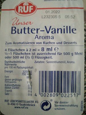 ButterVanille Aroma - Ingredients - de