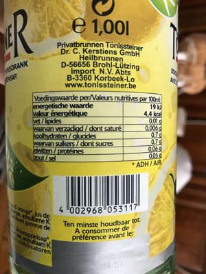 Zitrone fit - Tableau nutritionnel