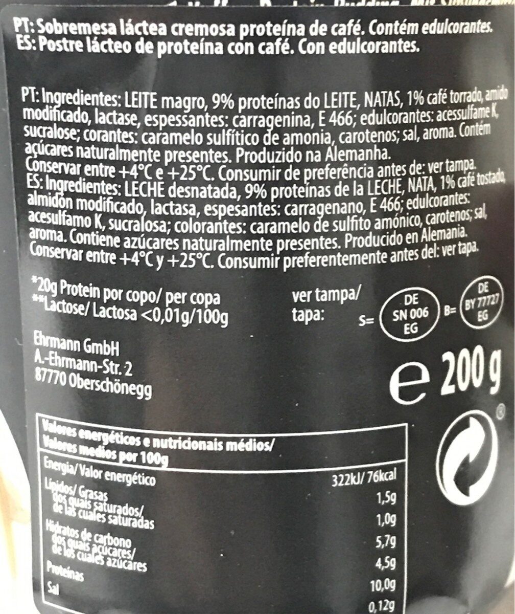 High Protein Columbian Coffee Pudding - Información nutricional