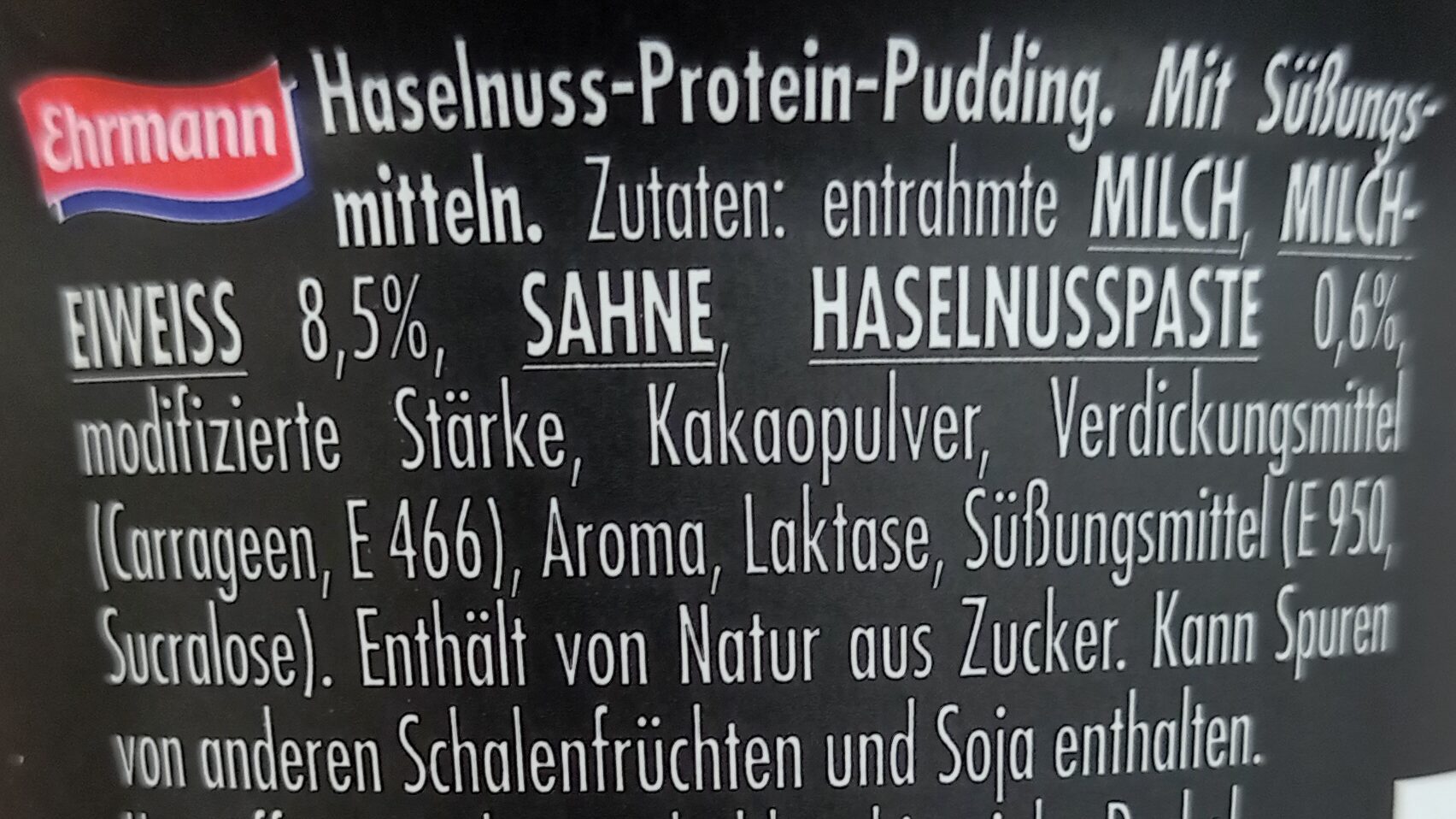 High Protein Hazelnut Pudding - Ingredientes - de