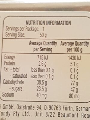 Trolli xxl Burger - Nutrition facts
