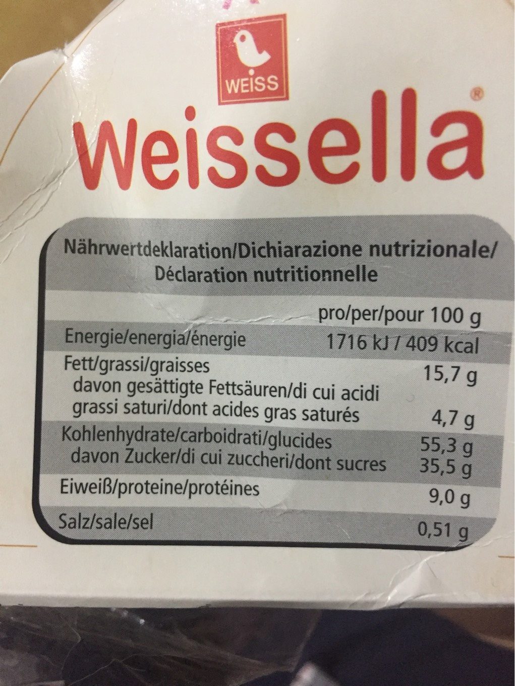 Weissella Lebkuchen Zartbitter (200G Packung) - Nutrition facts - de