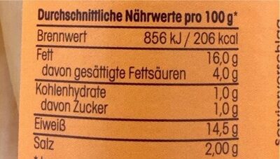 Geflügel Wiener - Tableau nutritionnel - de