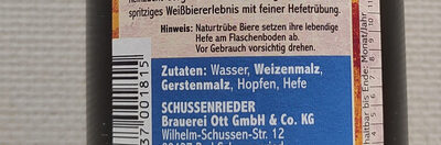 Weißbräu - Ingredients - de