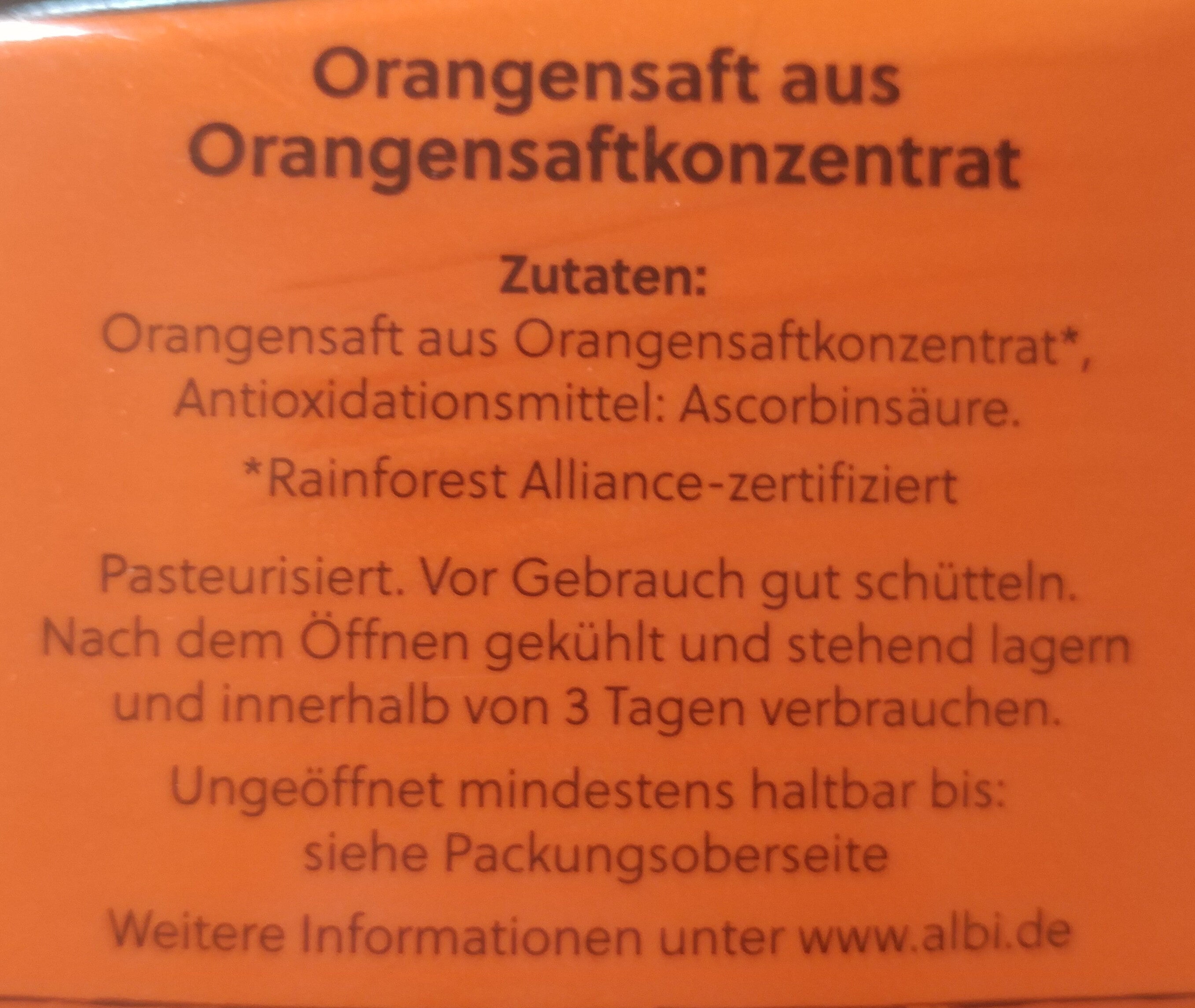 Orangensaft aus Konzentrat - المكونات - de