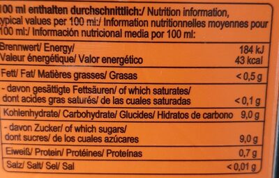 Orangensaft aus Konzentrat - حقائق غذائية - de
