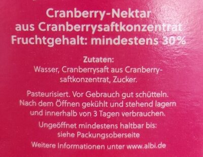 Jus de cranberry - Ingredientes - de