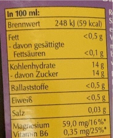 Ruhe&Kraft - Tableau nutritionnel - de